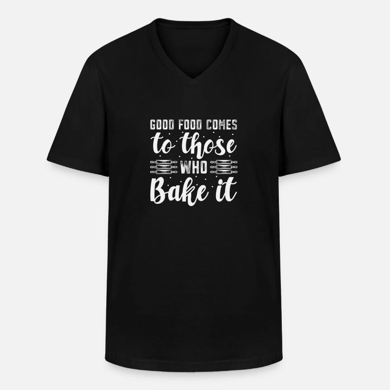Kuchen Backen Bäcker Konditor - Männer-T-Shirt mit V-Ausschnitt - Schwarz