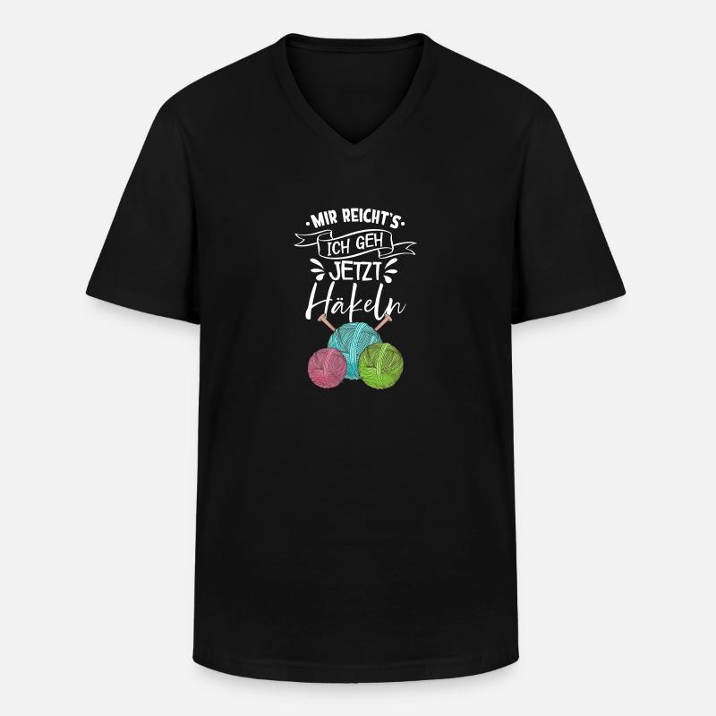 Häkeln - Männer-T-Shirt mit V-Ausschnitt - Schwarz
