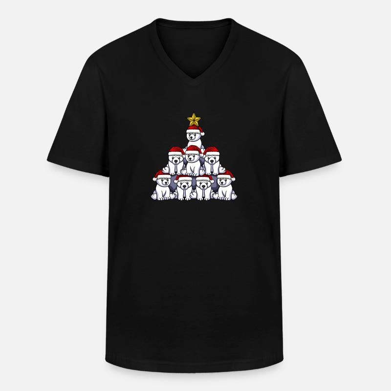 Eisbär Weihnachtsbaum - Männer-T-Shirt mit V-Ausschnitt - Schwarz