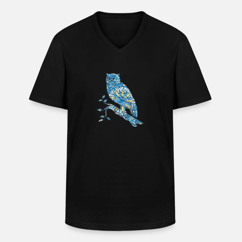 Mandala Eule Geometrie Muster - Männer-T-Shirt mit V-Ausschnitt - Schwarz