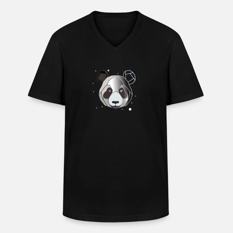 Panda Polygon Kunst Tier Geometrie - Männer-T-Shirt mit V-Ausschnitt - Schwarz