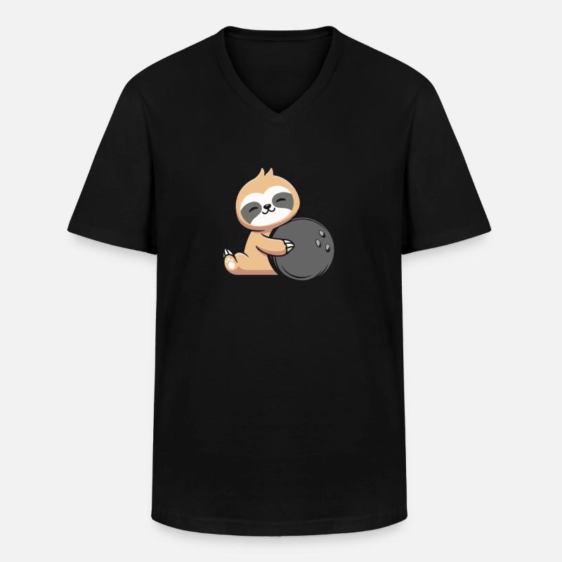 Faultier Bowling - Männer-T-Shirt mit V-Ausschnitt - Schwarz