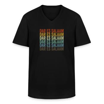 Dar es Salaam Tanzania Retro Vintage - Men's V-Neck T-Shirt - black - Front - AI Model Male 178 dark (178cm)