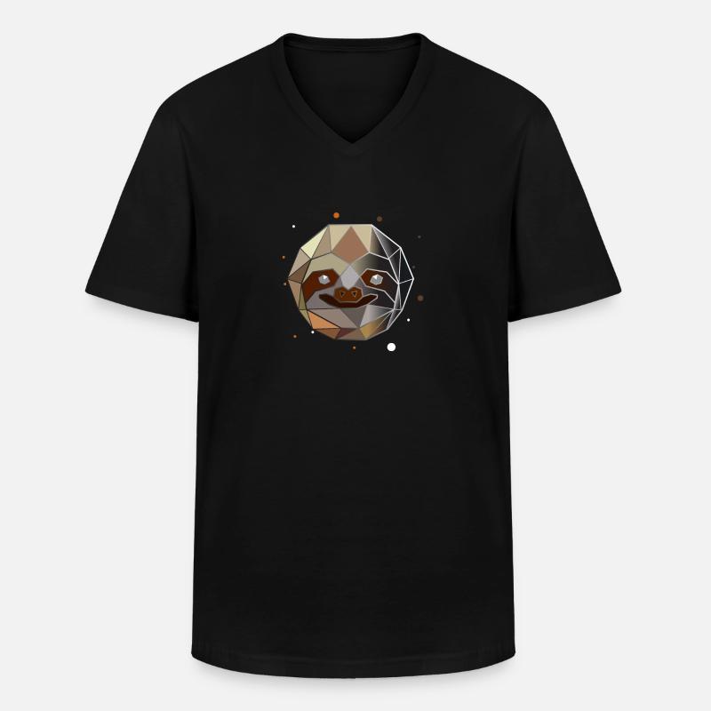 Faultier Polygon - Männer-T-Shirt mit V-Ausschnitt - Schwarz