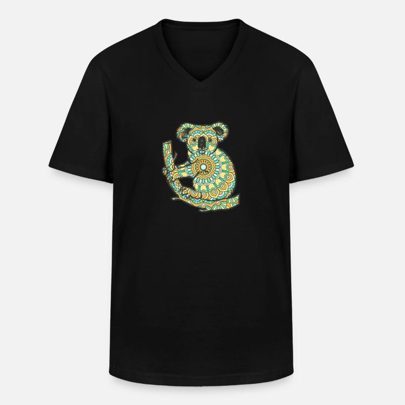 Mandala Koala Geometry Pattern - Men's V-Neck T-Shirt - black