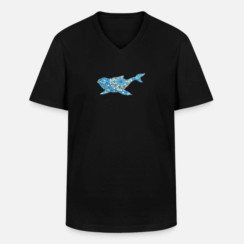 Mandala Whale Geometry Pattern - Men's V-Neck T-Shirt - black