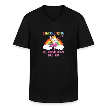 Kindergarten Ade Ich lerne ABC - Männer-T-Shirt mit V-Ausschnitt - Schwarz - Vorne - AI Model Male 178 dark (178cm)