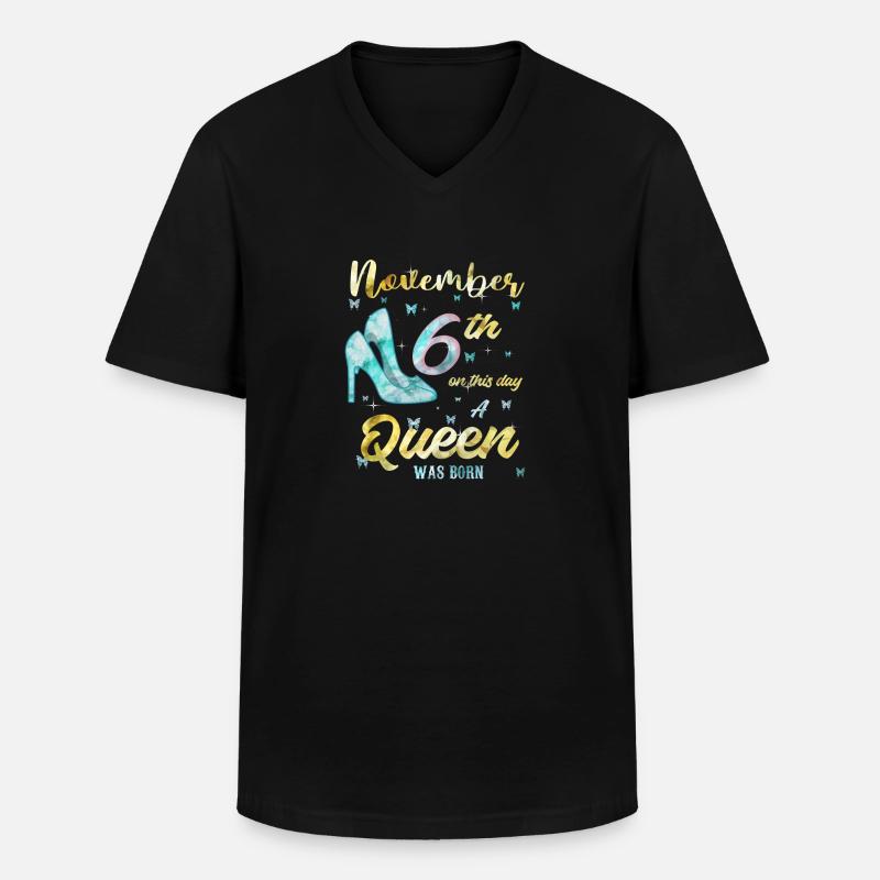 6. November - Männer-T-Shirt mit V-Ausschnitt - Schwarz