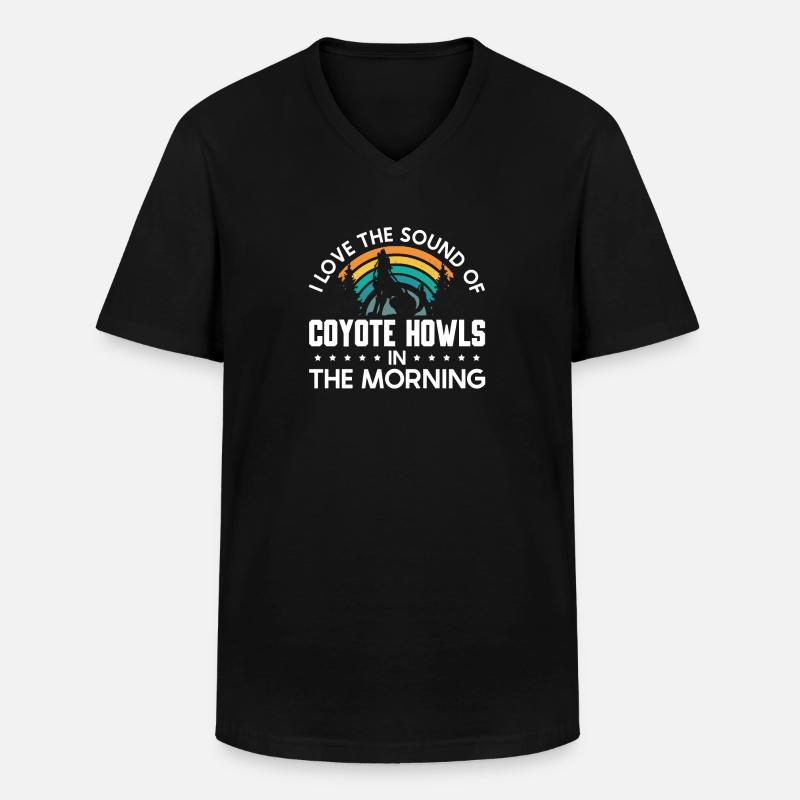 Coyote Jäger - Männer-T-Shirt mit V-Ausschnitt - Schwarz