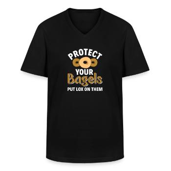 Bagel Spruch Geschenk - Männer-T-Shirt mit V-Ausschnitt - Schwarz - Vorne - AI Model Male 178 dark (178cm)