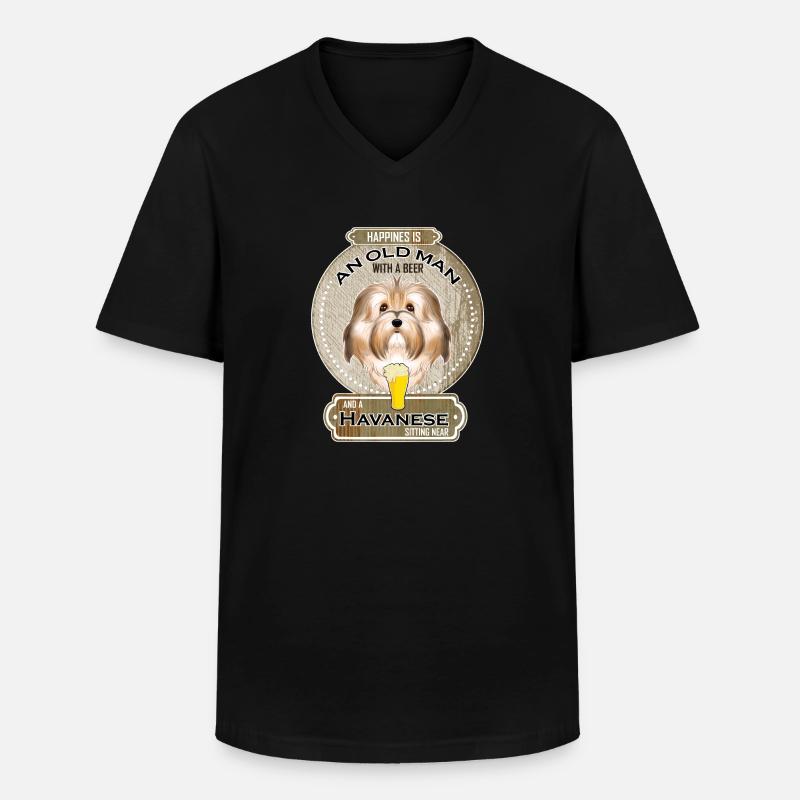 Havanese Dad Beer Lover - Männer-T-Shirt mit V-Ausschnitt - Schwarz