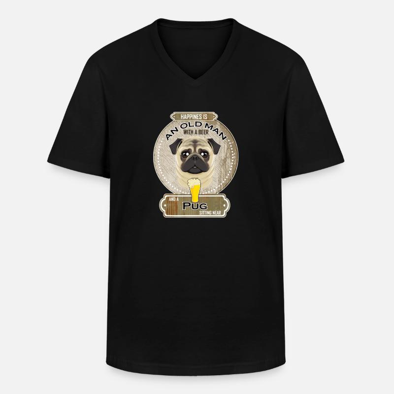 Pug Dad Beer Lover - Männer-T-Shirt mit V-Ausschnitt - Schwarz