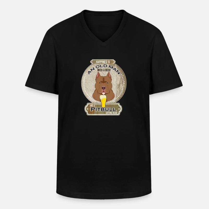 Pitbull Dad Beer Lover - Männer-T-Shirt mit V-Ausschnitt - Schwarz