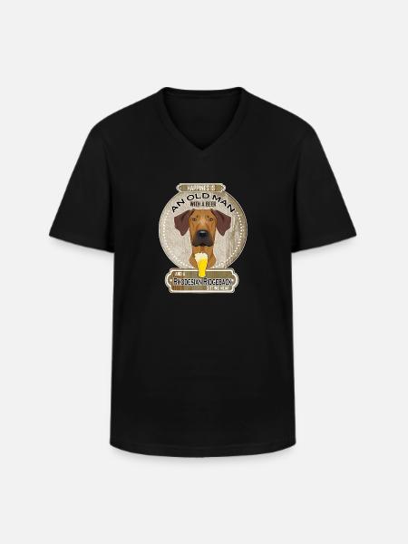 Rhodesian Ridgeback Dad Beer Lover - Men's V-Neck T-Shirt - black