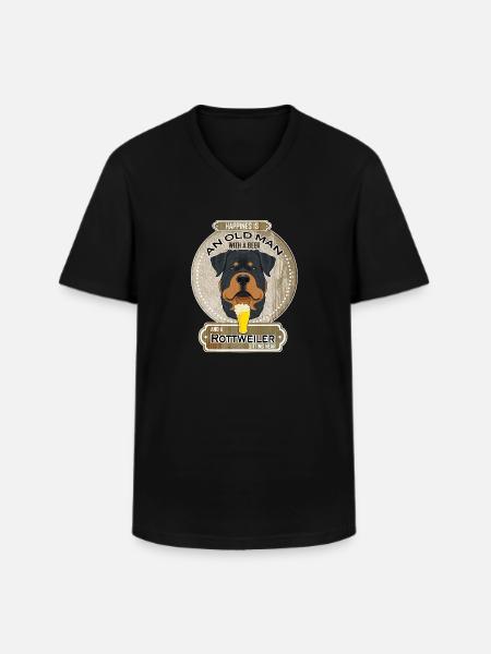 Rottweiler Dad Beer Lover - Men's V-Neck T-Shirt - black