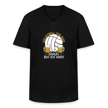 Volleyball + Bier - Volleyballer Beach Volleyball - Männer-T-Shirt mit V-Ausschnitt - Schwarz - Vorne - AI Model Male 178 dark (178cm)