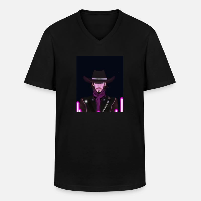 Goth Synthwave Outrun Goth Cowboy - Männer-T-Shirt mit V-Ausschnitt - Schwarz