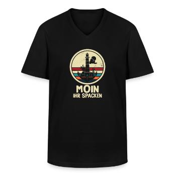 Moin Ihr Spacken Möwe Norddeutsch Plattdeutscher - Men's V-Neck T-Shirt - black - Front - AI Model Male 178 dark (178cm)