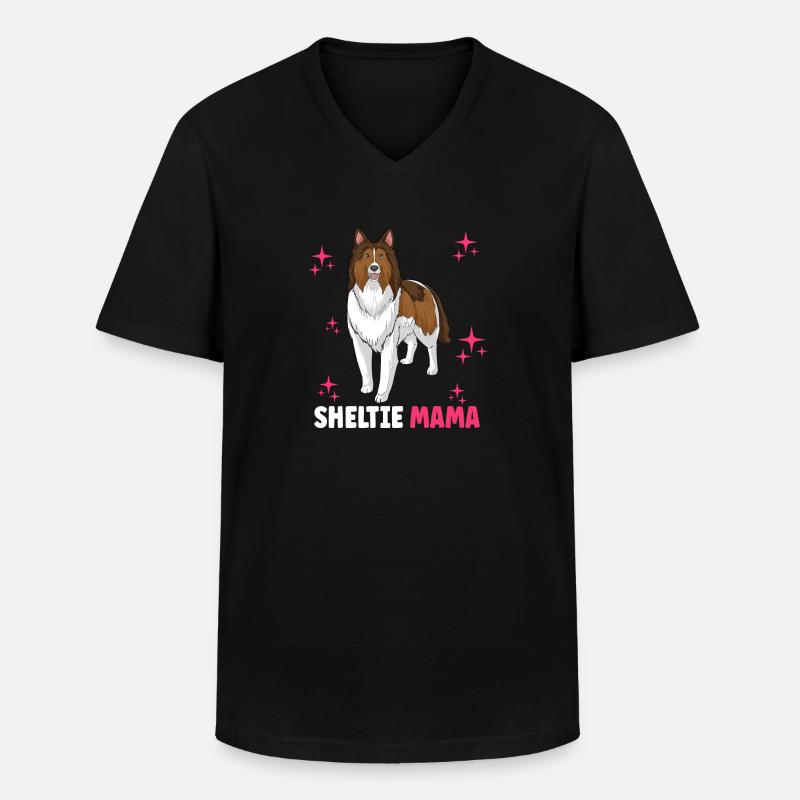 Sheltie Mama - Männer-T-Shirt mit V-Ausschnitt - Schwarz