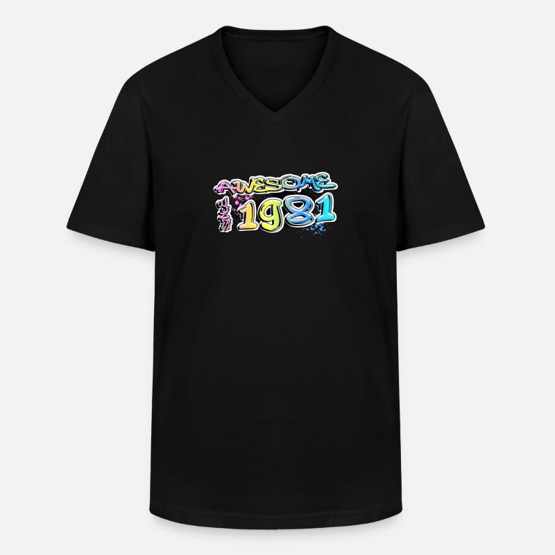 Awesome since 1981 Graffiti Motiv - Männer-T-Shirt mit V-Ausschnitt - Schwarz