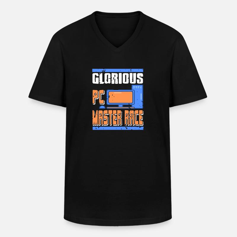 Glorious PC Master Race - Männer-T-Shirt mit V-Ausschnitt - Schwarz