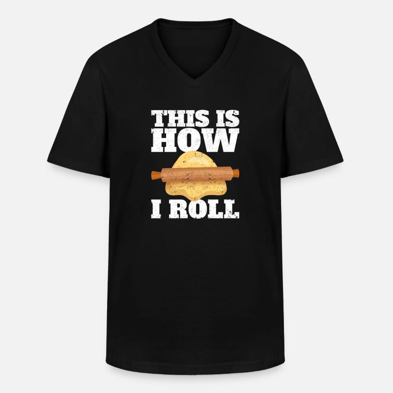 Lustiger Brotbacken-Bäcker - Männer-T-Shirt mit V-Ausschnitt - Schwarz