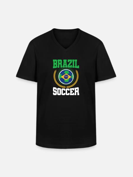 Brazil Soccer - Men's V-Neck T-Shirt - black