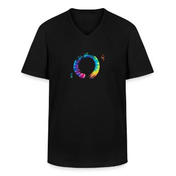Bonsai Zen Enso Circle Yoga - Men's V-Neck T-Shirt - black - Front - AI Model Male 178 dark (178cm)