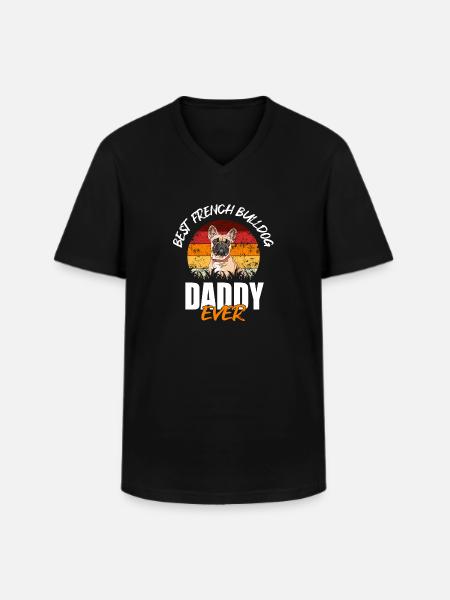French Bulldog - Men's V-Neck T-Shirt - black