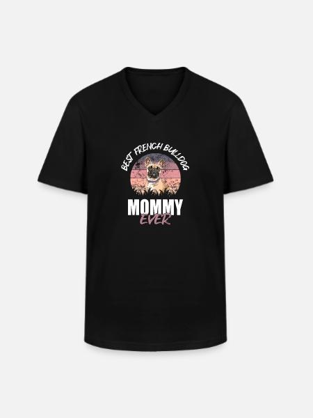 French Bulldog - Men's V-Neck T-Shirt - black