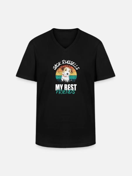 Jack Russell - Men's V-Neck T-Shirt - black