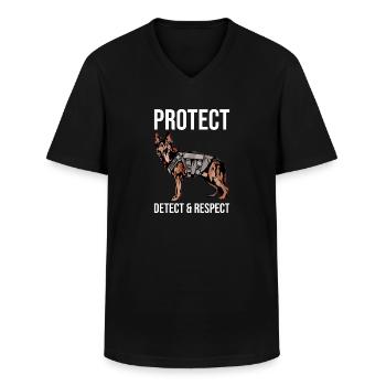 Polizeibeamter Polizeihund - Männer-T-Shirt mit V-Ausschnitt - Schwarz - Vorne - AI Model Male 178 dark (178cm)