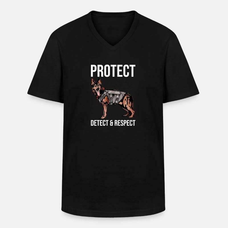 Polizeibeamter Polizeihund - Männer-T-Shirt mit V-Ausschnitt - Schwarz