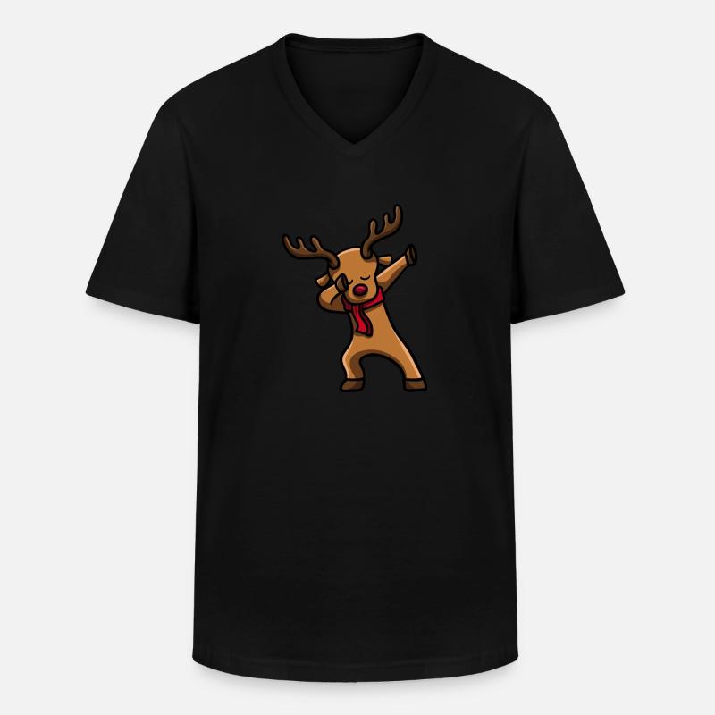 Dabbing Renntier - Männer-T-Shirt mit V-Ausschnitt - Schwarz