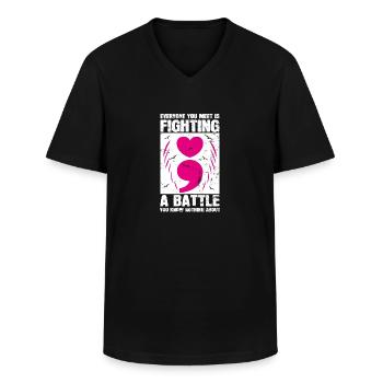 Mental Health Depression Motivation Angst Traum - Männer-T-Shirt mit V-Ausschnitt - Schwarz - Vorne - AI Model Male 178 dark (178cm)