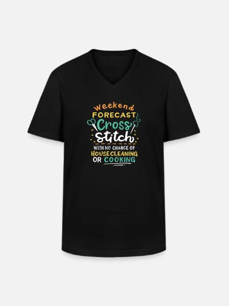 Weekend Forecast Cross Stitch - Men's V-Neck T-Shirt - black