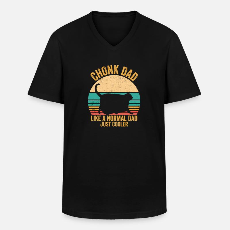 Chonk Meme Katze - Männer-T-Shirt mit V-Ausschnitt - Schwarz