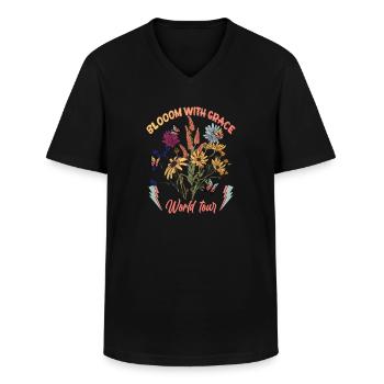 Bloom Where You Are Planted - Men's V-Neck T-Shirt - black - Front - AI Model Male 178 dark (178cm)