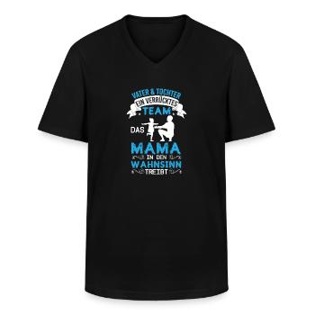 Vater und Tochter Partnerlook Papa Vatertag - Männer-T-Shirt mit V-Ausschnitt - Schwarz - Vorne - AI Model Male 178 dark (178cm)