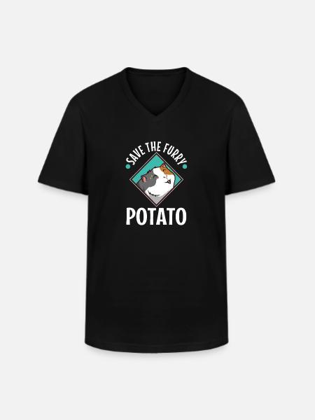 Save The Furry Potato - Men's V-Neck T-Shirt - black