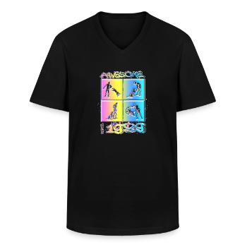 Génial depuis 1989. Agilité, Hundetraining - T-shirt col V Homme - noir - Devant - AI Model Male 178 dark (178cm)