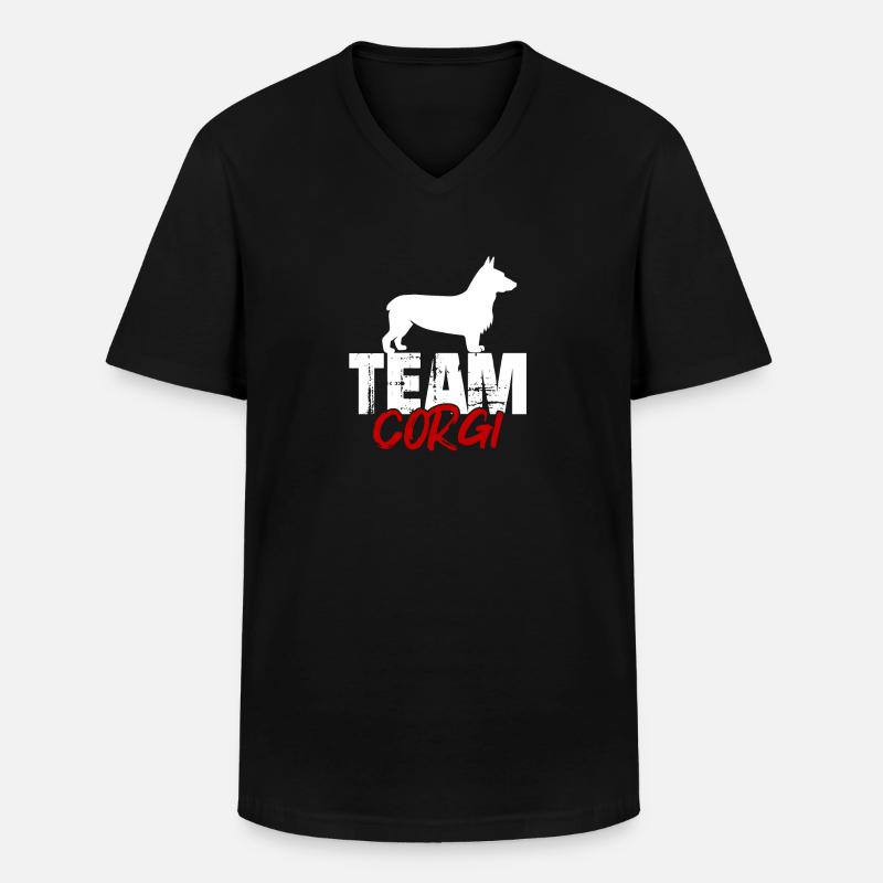 Team Corgi - Männer-T-Shirt mit V-Ausschnitt - Schwarz