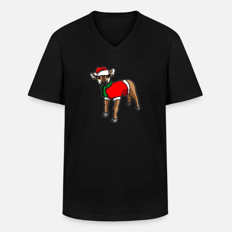 Antilope avec pull de Noël - T-shirt col V Homme - noir
