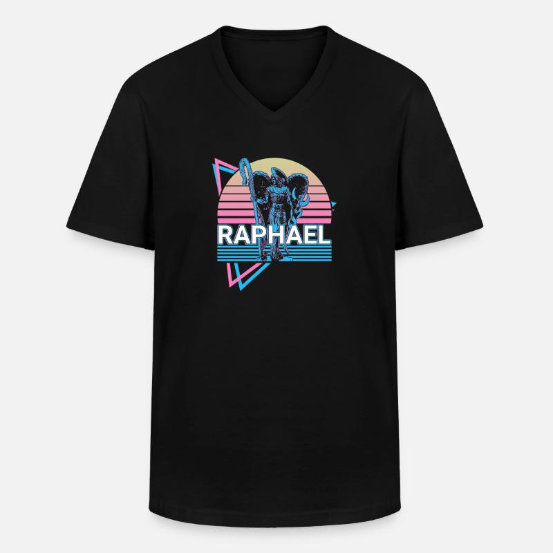 Raphael Erzengel Retro - Männer-T-Shirt mit V-Ausschnitt - Schwarz
