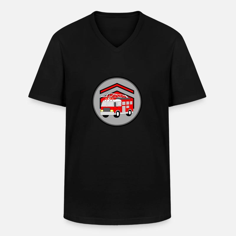 Feuerwehrauto - Männer-T-Shirt mit V-Ausschnitt - Schwarz