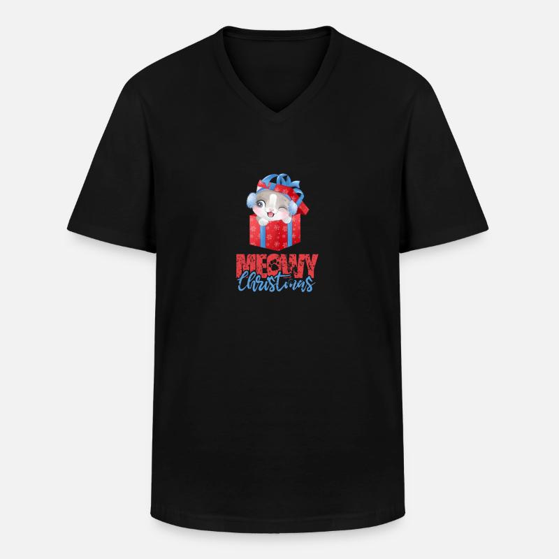 Pyjama Weihnachten - Männer-T-Shirt mit V-Ausschnitt - Schwarz