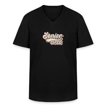 Retraité senior 2023 2023 - T-shirt col V Homme - noir - Devant - AI Model Male 178 dark (178cm)