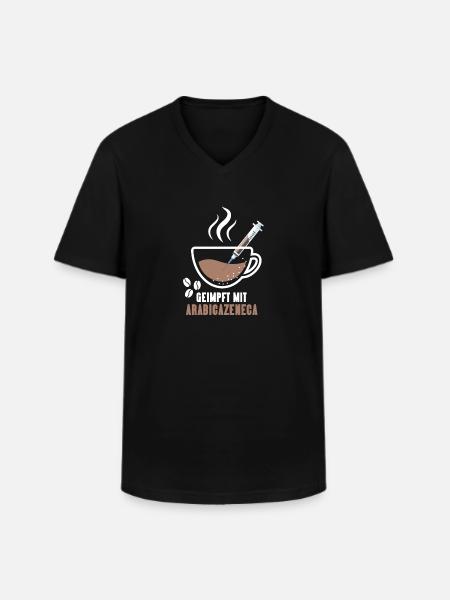 Geimpft Mit Arabicazenega Kaffee - Männer-T-Shirt mit V-Ausschnitt - Schwarz