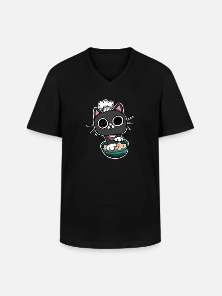 Kitty making Biscuits Cat Black - Men's V-Neck T-Shirt - black