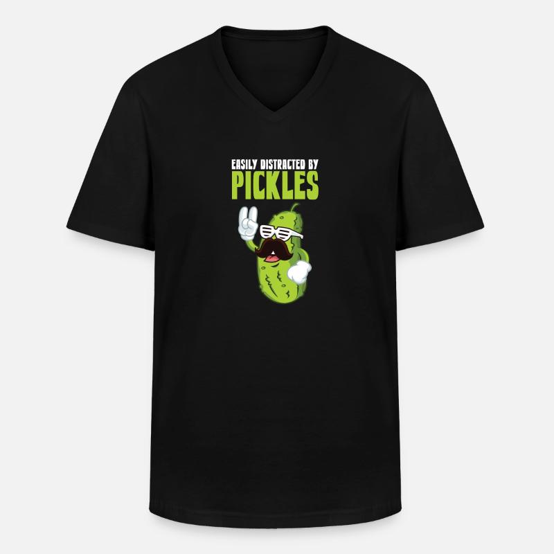 Easily Distracted By Pickles - Männer-T-Shirt mit V-Ausschnitt - Schwarz
